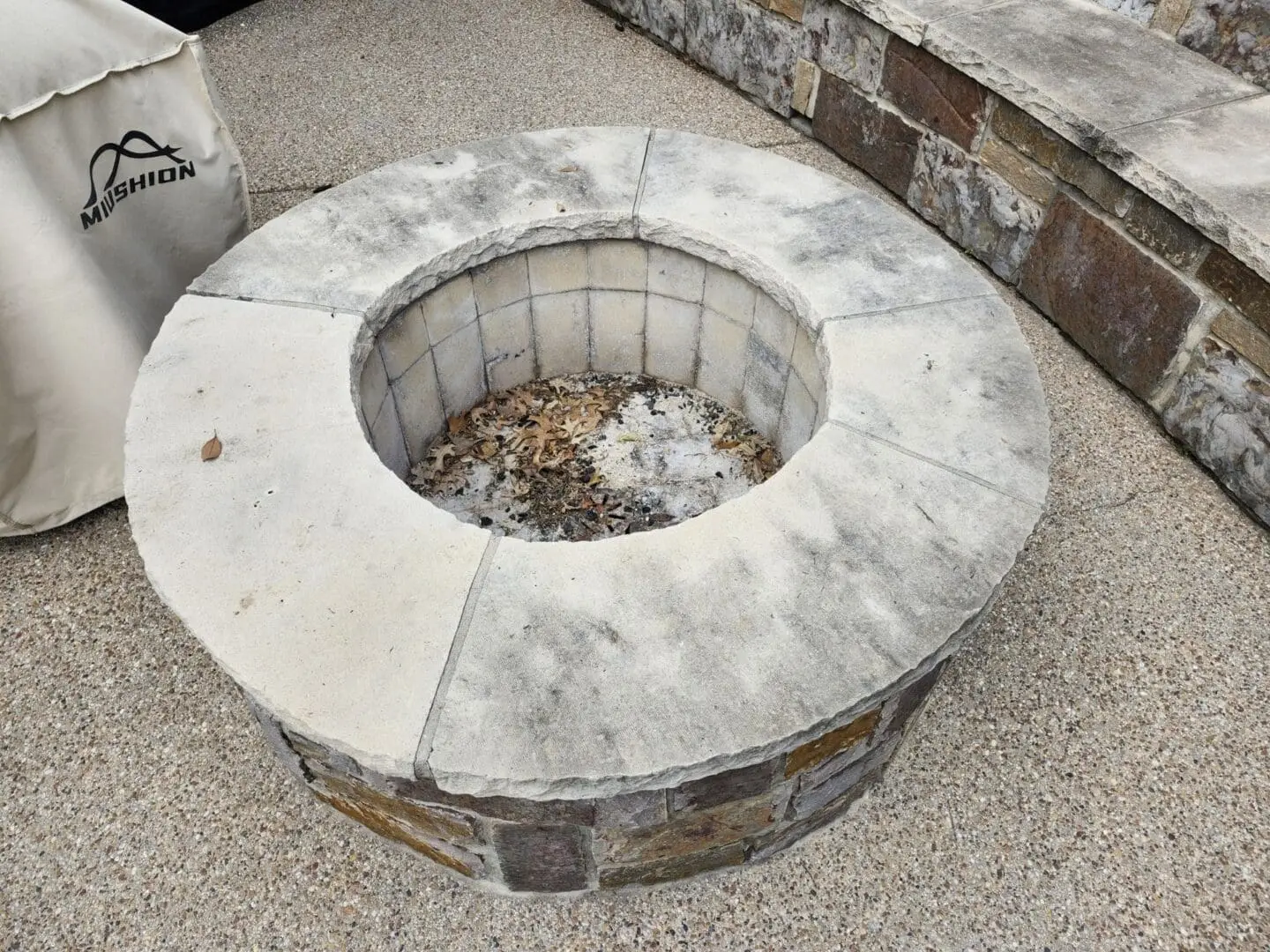 Concrete Fireplace before Power Washing in DFW