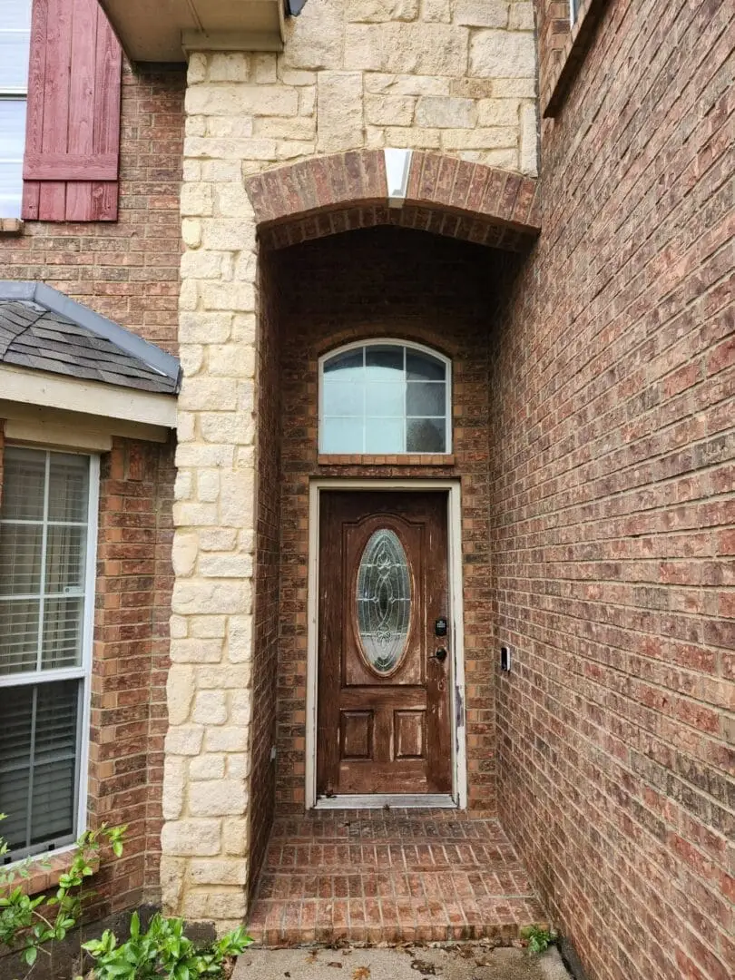 Front Entrance With Mold on the Stone After ARP Wash