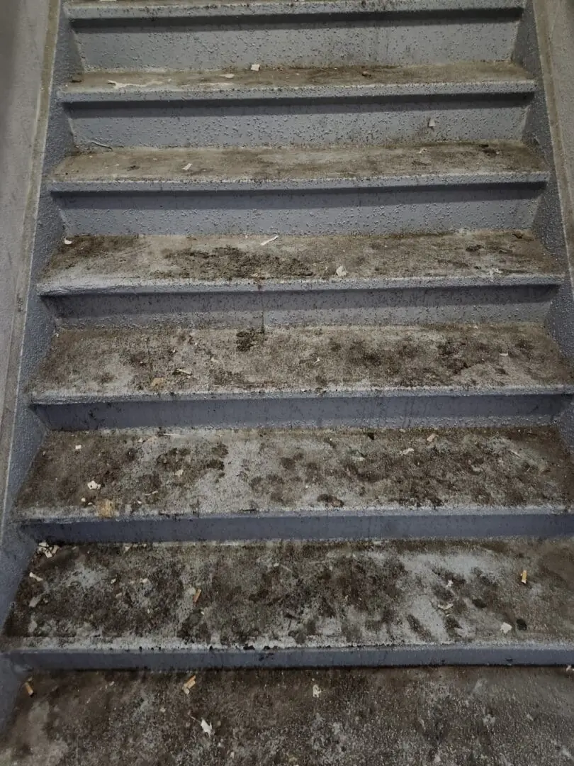 Stairs at Commercial Property Before ARP Pressure Wash